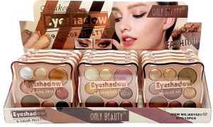Тени для век блестящие "Only beauty", 16,8г, 9цв., 12шт (цена за 1шт)