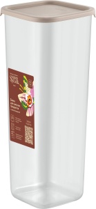 Банка для сыпучих продуктов Sugar&Spice Vanilla 1,9л 10*10*26см квадратная, с гибкой крышкой латте