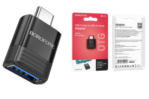 Переходник - Адаптер OTG, USB 3.0 - Type-C, Borofone BV18, 5V, 3A, блистер (черн)