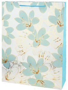 Пакет подарочный. с мат.лам. и тис.фол.32,4х44,5х10,2см(XL) Цветы ,190г
