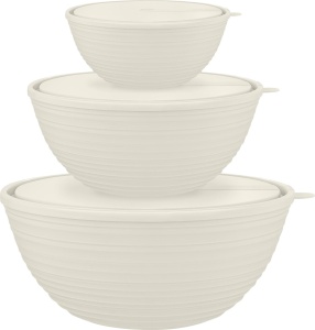 Набор салатников Sugar&Spice Cardamom 27*25*11см (1,2+2,3+4,1 л) с крышками белый зефир