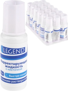 Корректирующая жидкость с кисточкой,16гр, 8мл,(ЦЕНА ЗА 6ШТ) на основе растворителя
