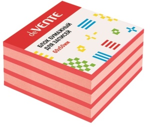 Блок бумаги " deVente " 60*50*40мм, красный интенсив/розовая пастель, офсет