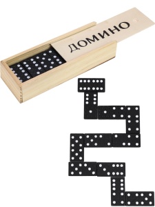 Домино (пластиковые фишки) 14x5см, в деревянной кор. 