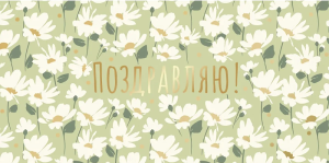Конверт для денег Поздравляю. Ромашки (ЦЕНА ЗА 10ШТ) (5+0 (золото))