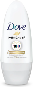 Дезодорант-антиперспирант ролик жен. 50мл "Dove" невидимый, 1/4 увлажн. крема