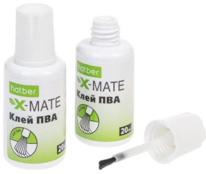 Клей ПВА "Hatber" (ЦЕНА ЗА 10ШТ) X-Mate 20мл с кисточкой