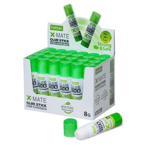 Клей-карандаш /24шт Hatber X-Mate 8гр картонный дисплей основа Ultra-PVA