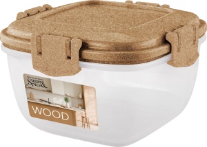 Контейнер для продуктов Sugar&Spice Wood 12*7см, герметичный 0,35л квадратный