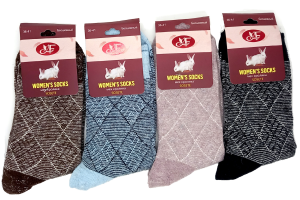 Носки жен. "WOMEN S SOCKS" р 36-41 (ЦЕНА ЗА 12ПАР) ангора, мех кролика, длин., микс