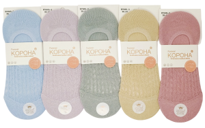 Носки следки жен. "КОРОНА" рр 36-41 (ЦЕНА ЗА 10ПАР) однотон, хлопок, микс