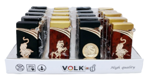 Зажигалка "VOLK" 7*3см, турбо метал. 20 шт (ЦЕНА ЗА 1ШТ), микс
