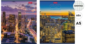 Тетрадь А5 60л КЛЕТКА (ЦЕНА ЗА 5ШТ) "Hatber" Megapolis, офсет, на скобе, микс