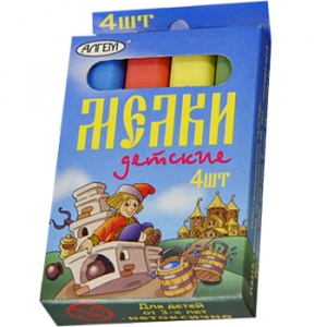 Мел цветной 4шт "Алгем" 8,5см*6см, в кор.