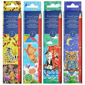 Карандаши "Bruno Visconti" 6цв. Funcolor, 4вида, трехгран. пластик. карт. уп.