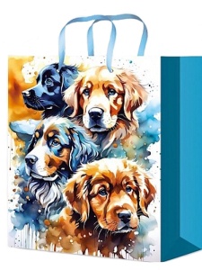 Пакет подарочный с глянц.лам. 14x20x6,5 см (МS) Акварельные пёсики, 128 г