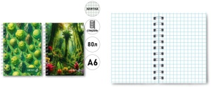 Записная книжка МАЛЫЙ ФОРМАТ А6 КЛЕТКА, 80л (ЦЕНА ЗА 4ШТ)  спираль,  " Светоч " 