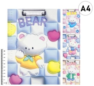 Планшет А4 с линейкой Bear, микс, картон 3мм