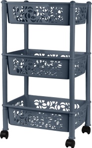 Этажерка Keeplex Light на колесиках 37х29х69см трехсекцион. прямоуг., цв.космический серый