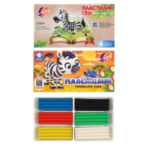 Пластилин Луч ZOO 6цв, 90гр, картонная упаковка