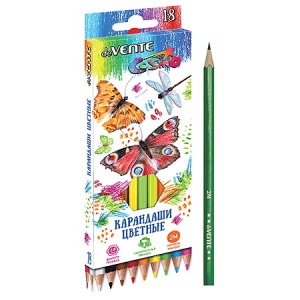 Карандаши deVente Cosmo 18цв шестигранные, деревянные, картонная упаковка, европодвес