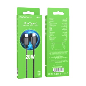 Кабель USB Borofone BX87 Type-C to Lightning нейлон, 1м (черный)