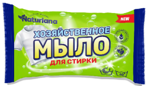 Мыло твердое хозяйственое для стирки Naturina, 72%, 180гр, 