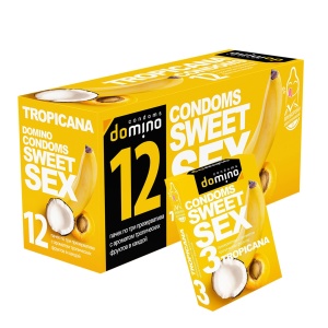ПРОСРОЧЕН Презервативы Domino Condoms Sweet Sex Tropicana 3в1, (ЦЕНА ЗА 1ШТ) 