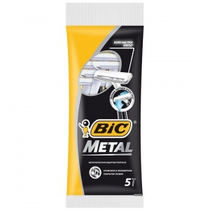 Набор станков "BIC Metal" 5шт, 1 лезвие, в пакете