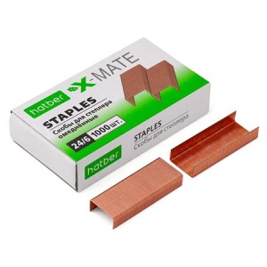 Скобы №24/6 " Hatber " X-Mate медные, до 30л, 1000шт