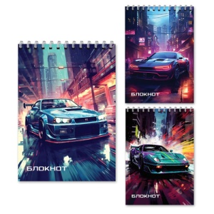 Блокнот А5 40л КЛЕТКА спираль" Mazari " Авто, офсет, обложка - картон, микс