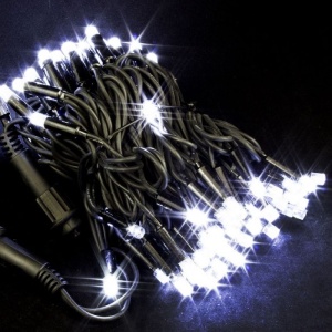 яяя Гирлянда Уличная "Нить-каучук" 20м белая, 100LED черный провод