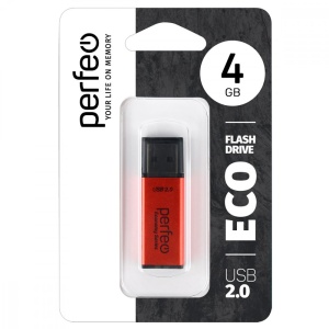 Флеш накопитель USB 2.0, 4GB, Perfeo, красный, блистер
