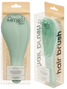 Расческа "Ameli" 18*8см, тизер волна рельеф мятная мат,  в кор, подвес 