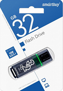 Флеш-накопитель USB 3.0, 32GB SmartBuy Glossy (темно-серый) блистер