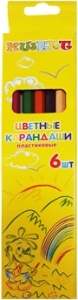 Карандаши 6цв, шестигранные, пластиковые, картонная упаковка, европодвес