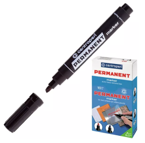 Маркер " Centropen "/ (ЦЕНА ЗА 10ШТ) черный 1-4,6мм скошенный наконечник перманентный