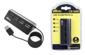 Переходник - Hub USB Ritmix CR-2400, 4 порта (USB2.0 to USB2.0*4) (black)