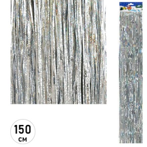 Дождик 9,5*150см серебряный, голография, пакет, европодвес (ЦЕНА ЗА 10ШТ)