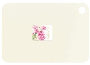 Доска разделочная Plast Team Flowers прямоуг. гибкая L 35х25см, цв. молочный крем