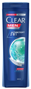 Шампунь Clear men, 400мл, против перхоти, активспорт 2в1, техн. ультрасвежести с ментолом