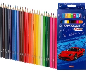 Карандаши цветн,набор,гексаг. 24цв. СПОРТКАР гриф.d=2,8мм