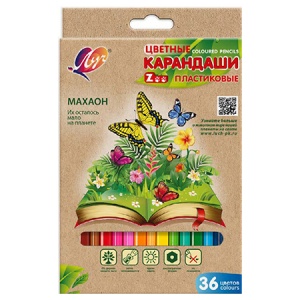 Карандаши " Луч " Zoo 36цв шестигранные, пластиковые, картонная упаковка