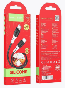 Кабель USB Hoco X82 Type-C to Type-C силиконовый, 1м (черный)	