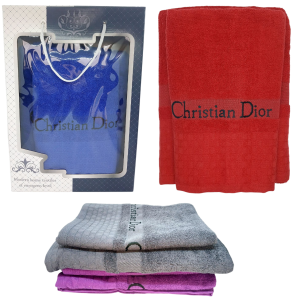 Полотенце набор подароч. Christian Dior 2в1 (50*90см, 70*130см), микс, в кор.