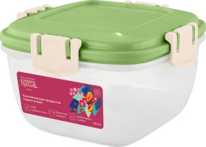 Контейнер для продуктов Sugar&Spice Barberry 0,35л, 12*12*7см, герметичный, квадратный, цв. фисташка