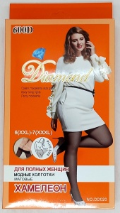 Колготки жен. 600DEN, 6XXL-7XXXL, Хамелеон, матовые, для полных женщин, "Diamond" в кор.