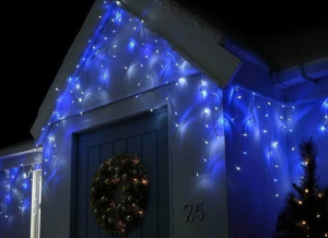 Гирлянда Уличная "Нить-каучук" 10м синий., 100LED черный провод