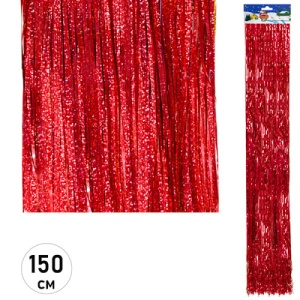 Дождик 9,5*150см красный, голография, пакет, европодвес (ЦЕНА ЗА 10ШТ)