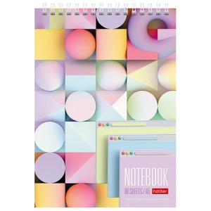 Блокнот А5, КЛЕТКА, 80л, спираль сверху "Hatber" Multicolor обл. мелов. карт. УФ-лак, жест. подложка